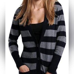 NWT Enzo Mantovani Extra Fine Italian Merino Wool Cardigan Sweater V-Neck Stripe